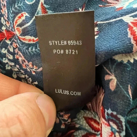 Odine Navy Blue Floral Print Long Sleeve Top Size S - Picture 6 of 7